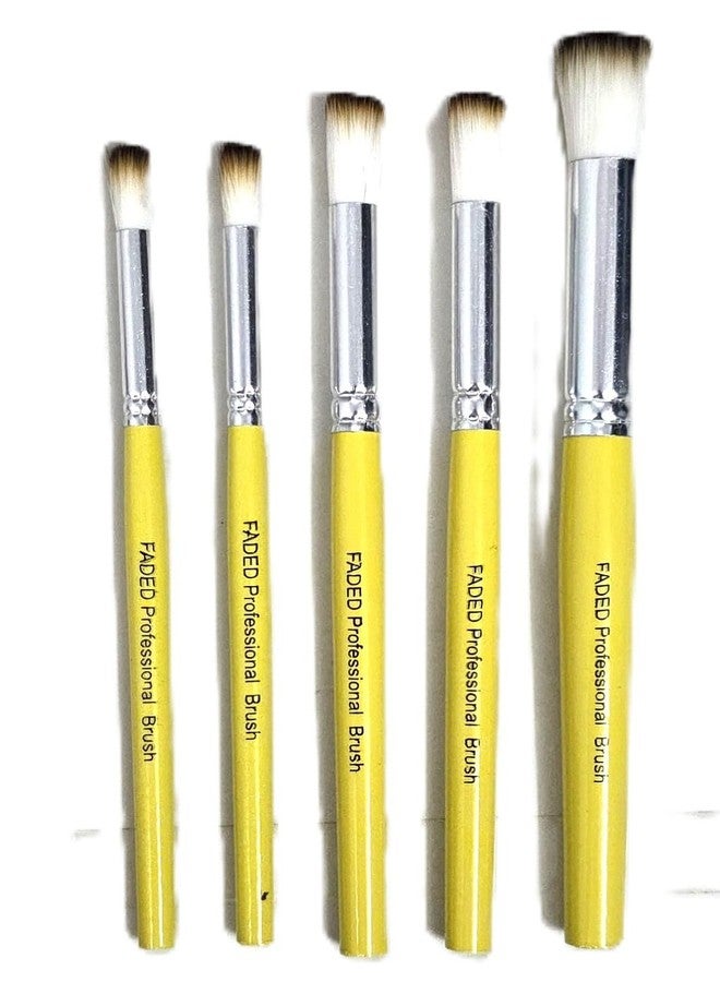 Faded 5 Piece Synthetic Hair Stencil Paintbrush Set - Durable Brushes for Acrylic & Watercolor Painting | Reusable Artist Brush Set for Stenciling, Crafting & DIY Art Projects - Image 1